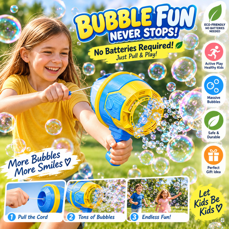 Kids Outdoor Easter Toys - Pistola de Burbujas sin Baterías, Pistola