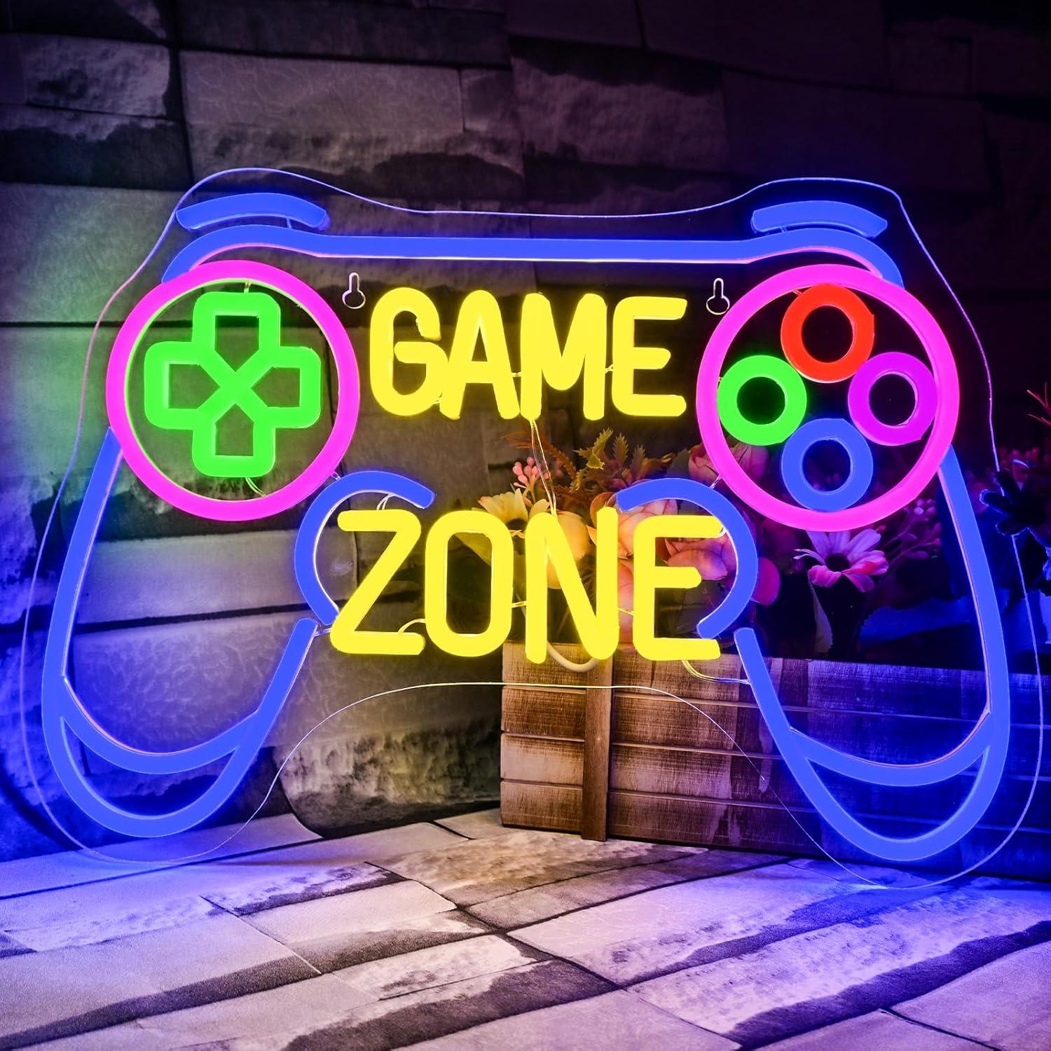 Kids Outdoor Zone - Letrero de Neón Game Zone, Luces