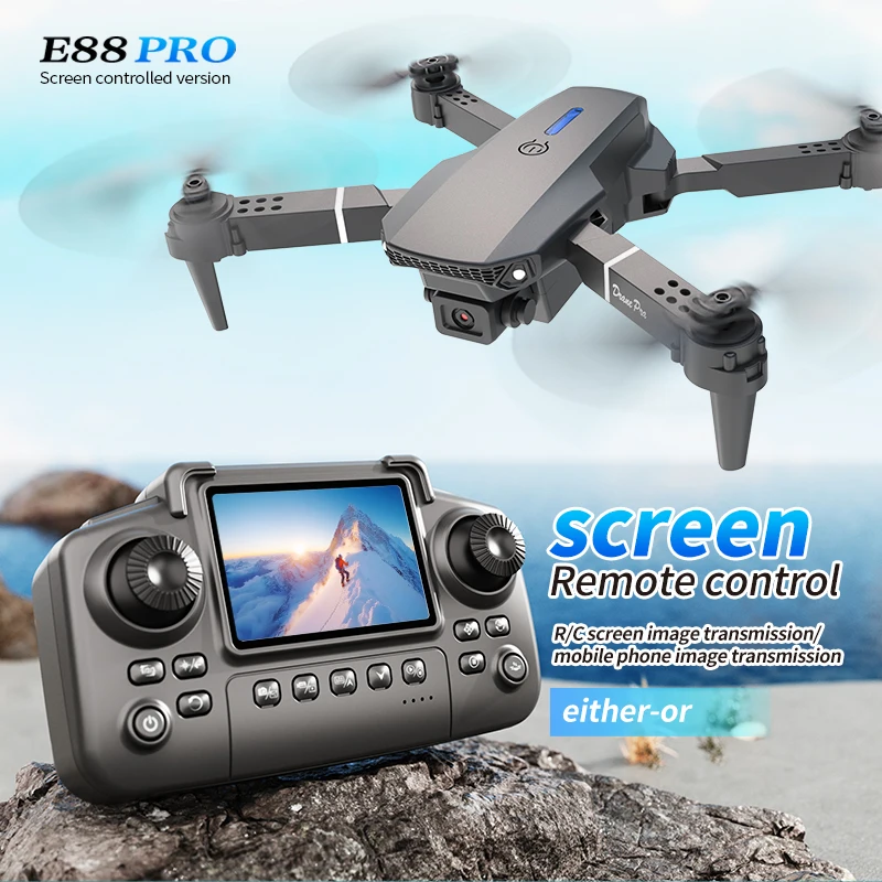 Kids Outdoor Entertainment - Dron Profesional E88 PRO con Pantalla,