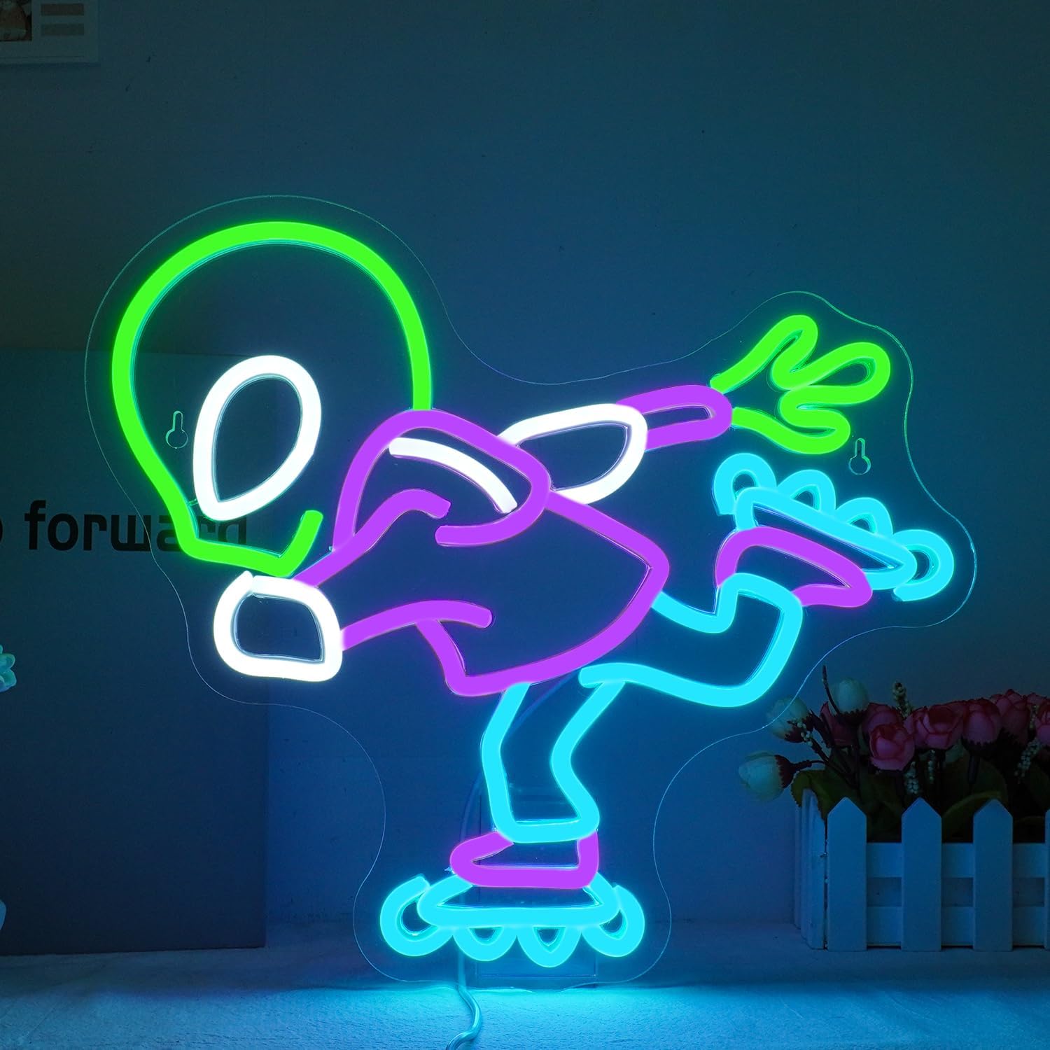 Kids Outdoor Zone - Letrero Luminoso LED de Dinosaurio Dabbing