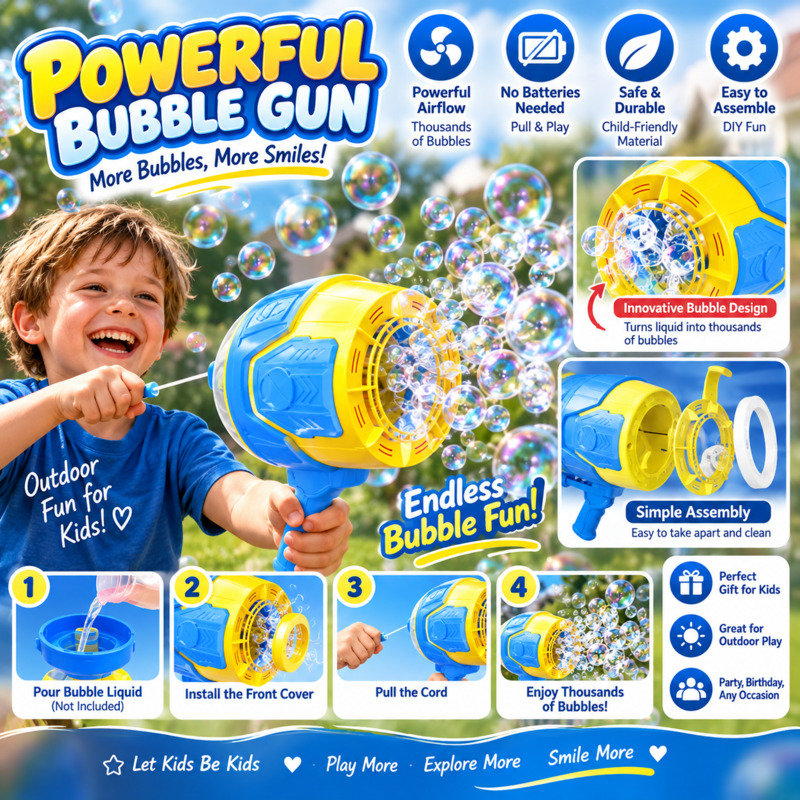 Pistola de Burbujas sin Baterí - Kids Outdoor Easter Toys reseña y precio