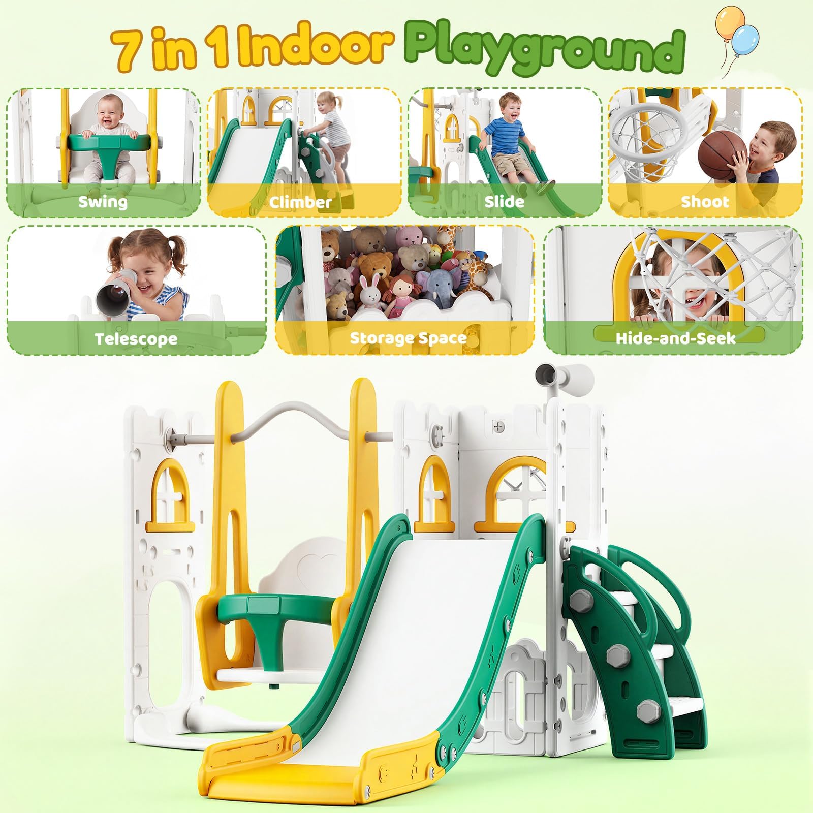 Juego de tobogán y columpio 7  - Kids Outdoor Basketball Hoop reseña y precio